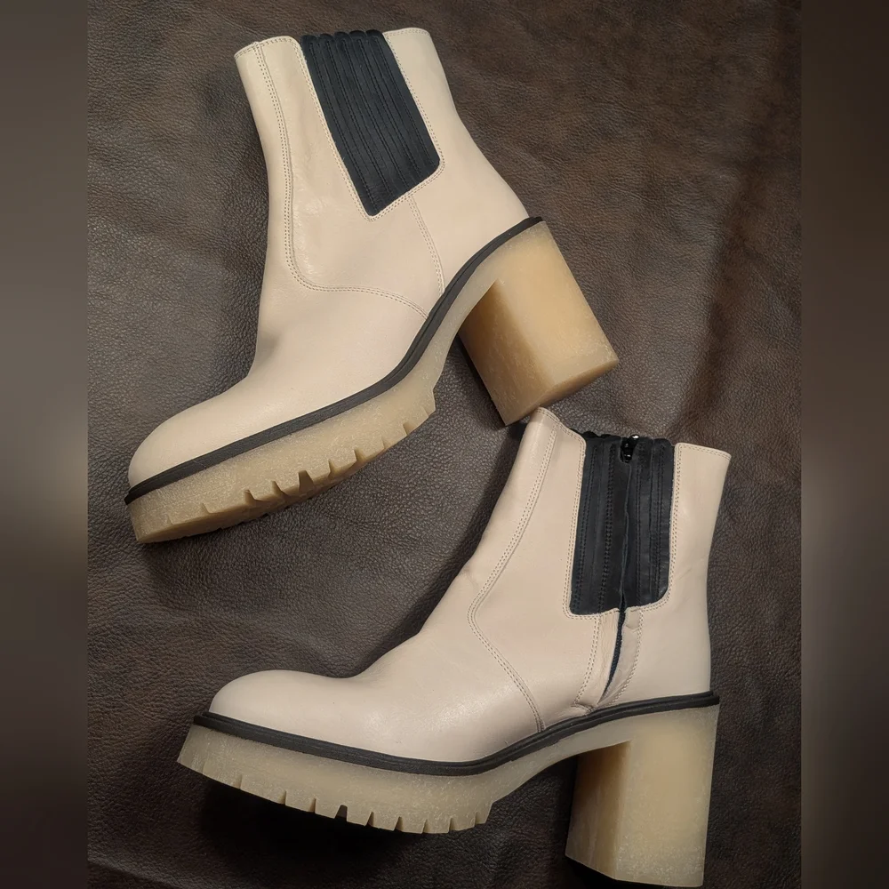Free People Boots James Chelsea Bone/White Leather Womens EU 41 US 10.5 Platform - Picture 5 of 12